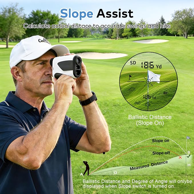 Golf Rangefinder with Slope and Magnetic, 1200/1500 Yards Range Finder Golf, 7X Magnification Flag Lock Vibration, Rechargeable Distance Measurement Device for Golfing Accessories