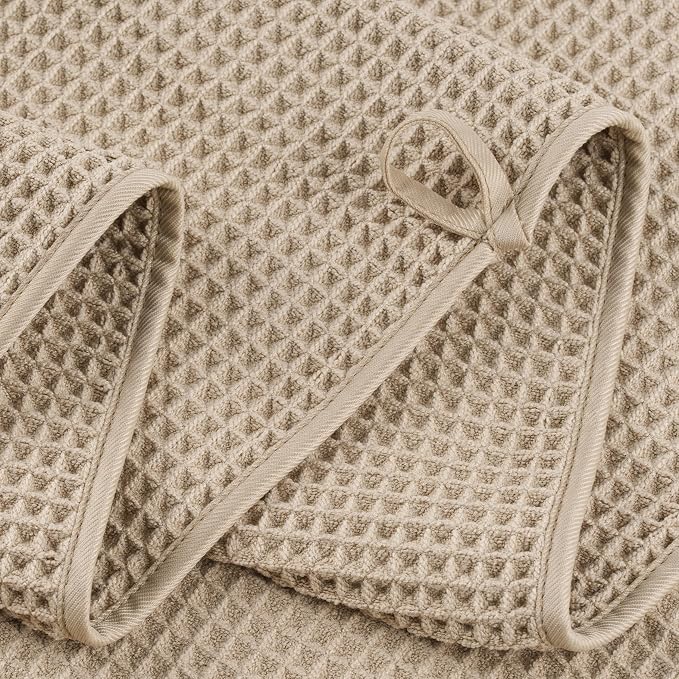 POLYTE 430 GSM Microfiber Quick Dry Lint Free Bath Sheet, 70 x 35 in, Set of 2 (Waffle Weave)