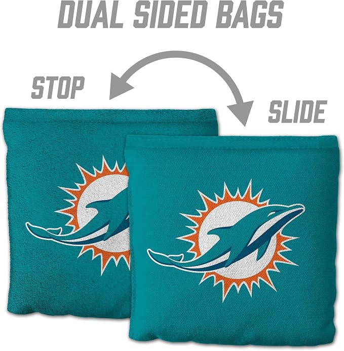 YouTheFan Officially-licensed NFL Set of 8 Cornhole Bags - All Weather Dual Sided Slide & Stop - regulation size