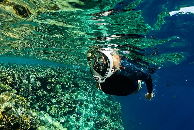OCEAN REEF - Aria QR + Quick Release Snorkeling Mask - Full Face Snorkeling Mask - 180 Degree Underwater Vision - 8 Colours and 4 Sizes