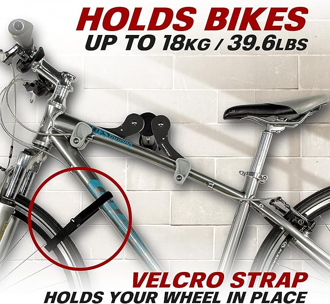 Ibera Bike Wall Mount - Adjustable Frame Holder & Soft Rubber Cradles - Garage Bike Rack for Road, MTB, Kids, Hybrid Bikes - Easy Installation & Space-Saving Design