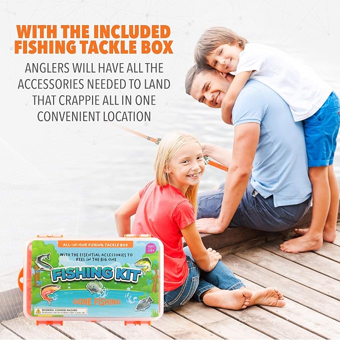 Kids Fishing Pole and Tackle Box Kit - Telescopic Kids Fishing Poles for Boys Perfect to Inspire a Lifetime Passion - Durable Youth Fishing Pole with Accessories Included and Non-Slip EVA Foam Handle