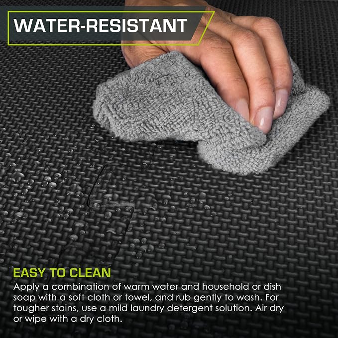ProsourceFit Weaved Pattern Extra Thick Exercise Puzzle Mat 1-inch, EVA Foam Interlocking Tiles for Protective, Cushioned Flooring for Home and Gym Equipment; Black, 72 SQ FT, 18 Tiles