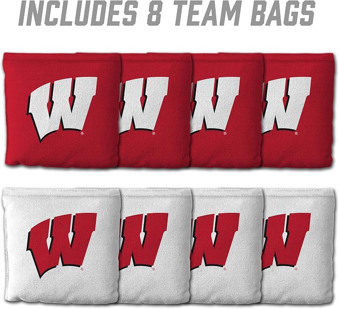 YouTheFan Officially-Licensed NCAA Set of 8 Cornhole Bags - All Weather Dual Sided Slide & Stop - Regulation Size with Carry case