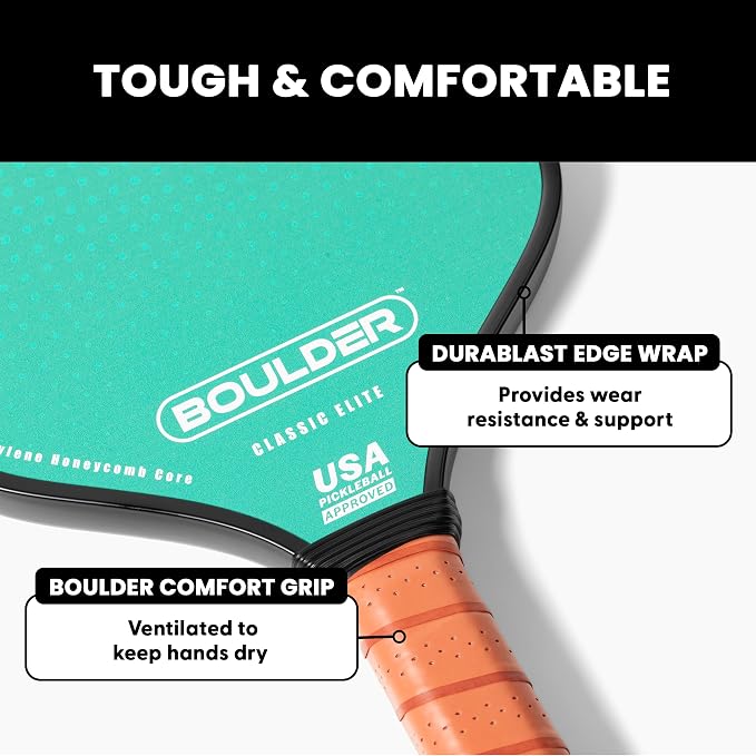 Boulder Carbon Fiber Pickleball Paddle | T700 Carbon Fiber | USAPA Approved, with Honeycomb Polymer Core | Pickleball Racket for Beginner & Experienced Players