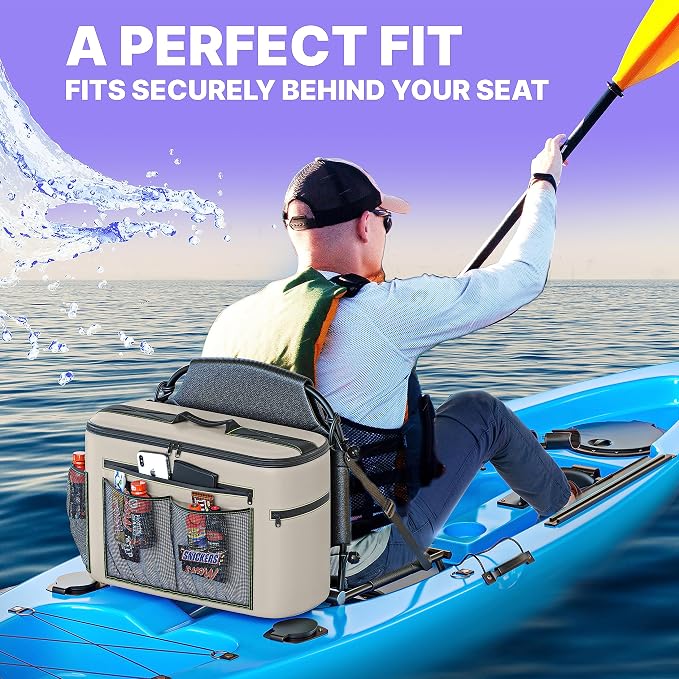 TidyFriend Kayak Cooler Behind Seat, Waterproof Cooler for Kayaking, Kayak Accessories Cooler Bag, Compatible with Lawn Chair Seat, Portable Ice Chest, Keeps Drinks Cold, Travel, Beach, Lunch