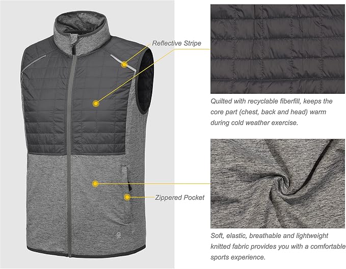 Little Donkey Andy Men's Lightweight Golf Vest Warm Outdoor Sleeveless Jacket for Hiking Travel Running Casual