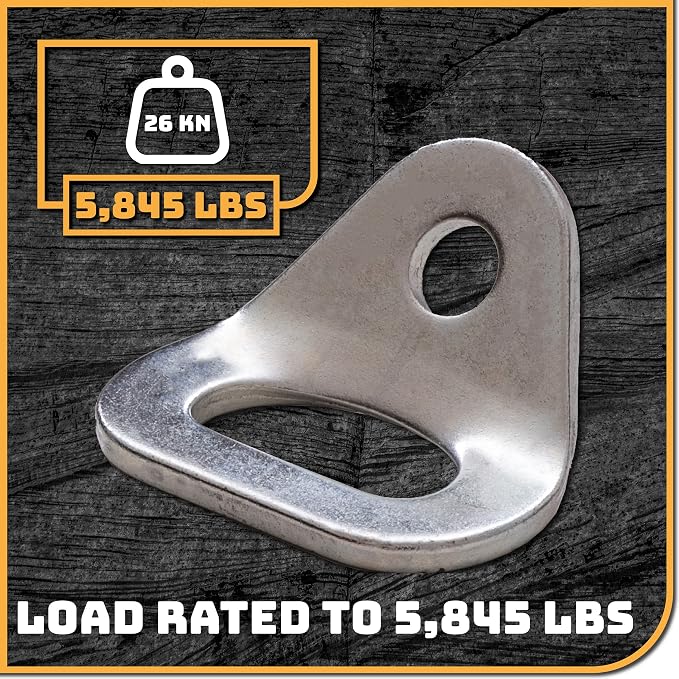 26kN Climbing Wall Bolt Hanger/Anchor/Tiedown for 3/8" Screw/Bolt Ideal for Rock Climbing and Home Gyms, Hammocks, Trailer Tie-Downs. Robust, Load-Bearing Steel Tie-Off