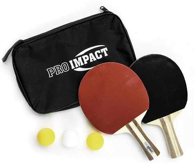 Ping Pong Set – 2 Professional Wooden Paddles, 3 Table Tennis Balls & Carry Case – Indoor/Outdoor Racket Kit for Beginner & Intermediate Players, Kids & Adults