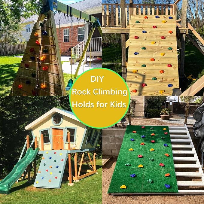 KAKO Rock Climbing Holds, Rock Wall Climbing Holds Kids, Climbing Wall Grips, Rock Climbing Wall for Kids Outside, Rock Climbing Holds for Kids with Mounting Hardware (25 Pcs)