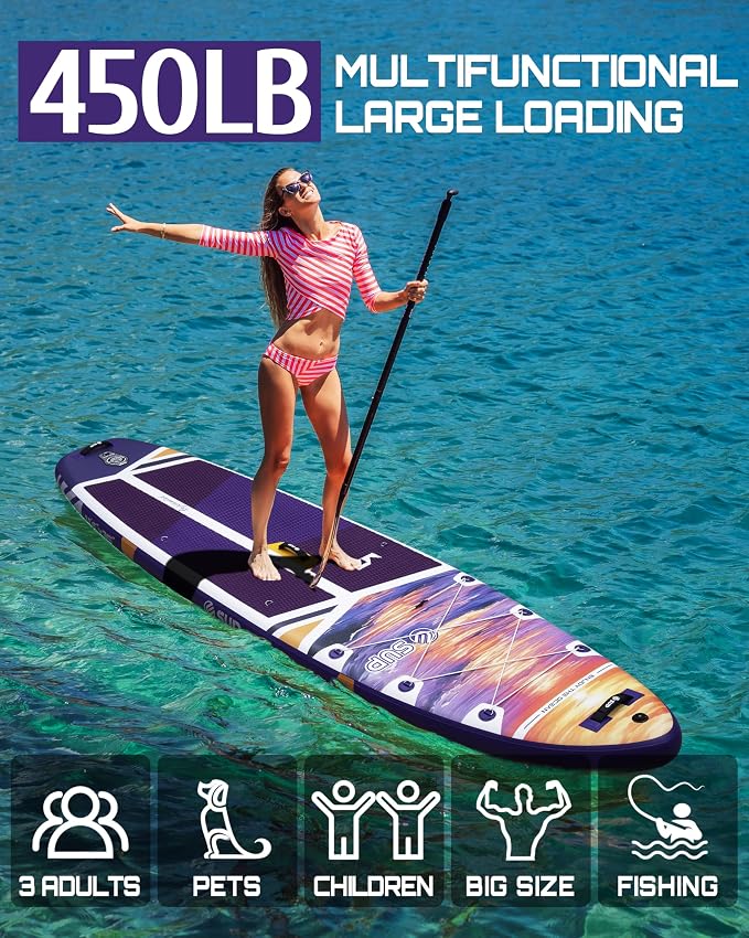 ESUP Extra Wide Inflatable Paddle Board 11’6" ×34/35" ，Super Stable Stand Up Paddleboards for 2 Person/Family/Large Size, Inflatable SUP with Paddle, Pump & Shoulder Strap