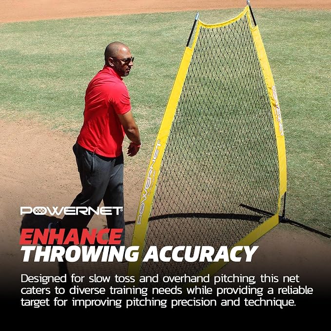 PowerNet Baseball Training Equipment Baseball Net, Portable Softball Batting Practice Pitching Screen, 7-FT I-Screen or A-Frame Pitching Net