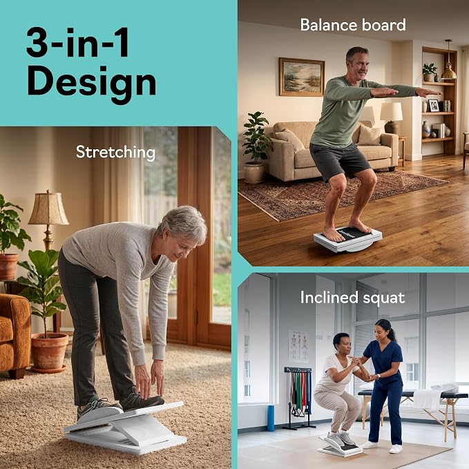 Slant Boards for Exercise – Slant Board with 7 Incline Angles – Transforms Into a Balance Board – Premium Calf Stretcher and Wobble Board for Effective Calf Stretching and Squats
