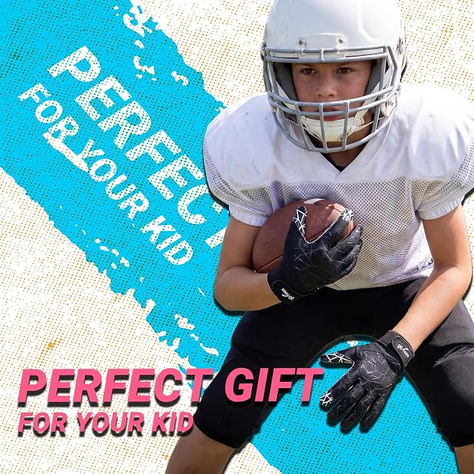 Football Gloves for Youth and Adult Men,Sticky Adhesive Palms Receiver Gloves,Grip Boost Flag Football Accessories Gifts for Family and Friends