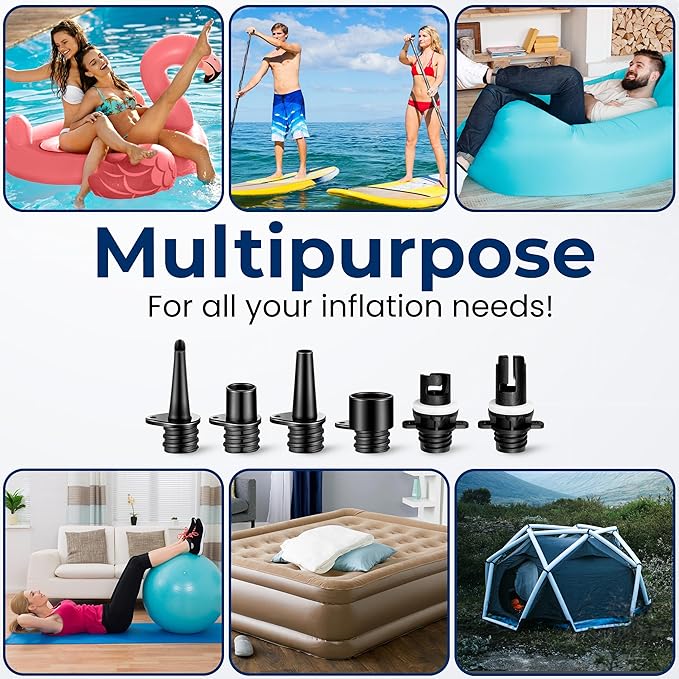 Paddle Board Pump Electric - Portable 20 PSI Dual-Stage Air Compressor for Super Fast Inflation and Deflation, Auto-Off, LCD Display and 12V Car Connector - for SUP, Boats & Inflatables