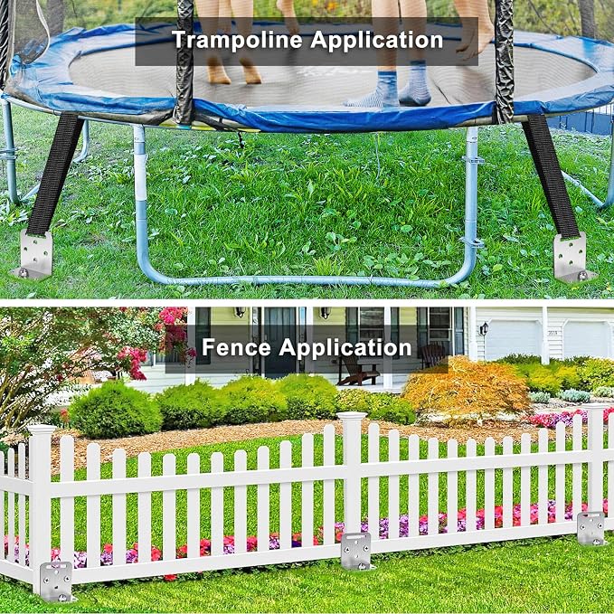 BeneLabel 2/4/6 Pack 18" 24" Ground Anchors Screw in Shed Anchor with L Bracket Trampoline Anchor Spiral Swingset Anchors for Swing Set, Mobile Home, Fence, Playset, Tent, Canopy, Carport