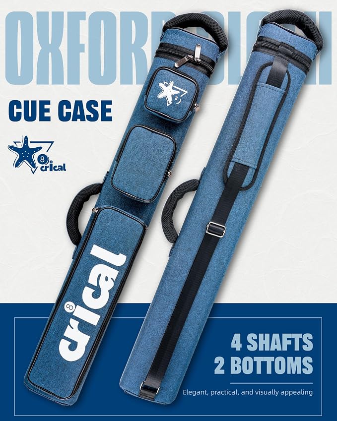 CRICAL Pool Cue Case 2x4 Hard Pool Stick Case Holds 2 Butts and 4 Shafts for Adults Billiard Cue Case with Soft Shoulder Straps
