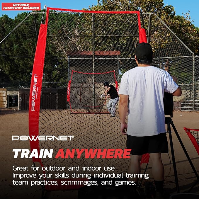 PowerNet Baseball Training Equipment Baseball Net, Portable Softball Batting Practice Pitching Screen, 7-FT I-Screen or A-Frame Pitching Net
