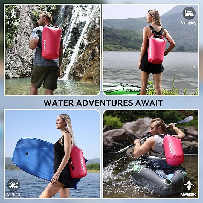 MARCHWAY Floating Waterproof Dry Bag Backpack 5L/10L/20L/30L/40L, Roll Top Sack Keeps Gear Dry for Kayaking, Rafting, Boating, Swimming, Camping, Hiking, Beach, Fishing