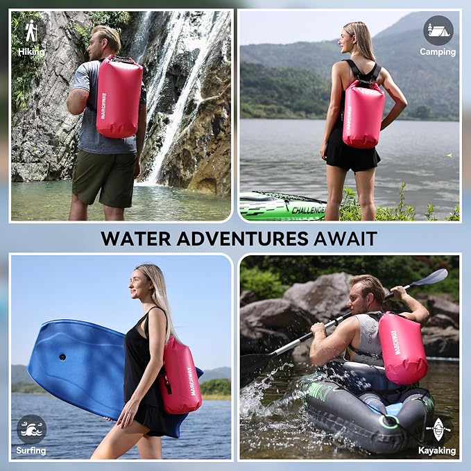 MARCHWAY Floating Waterproof Dry Bag Backpack 5L/10L/20L/30L/40L, Roll Top Sack Keeps Gear Dry for Kayaking, Rafting, Boating, Swimming, Camping, Hiking, Beach, Fishing