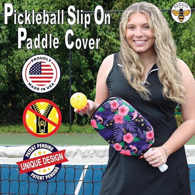 BeeJos Hawaiian Collection: Premium Slip-On Pickleball Paddle Cover-Fits Standard Size Paddles-Zipperless (Paddle not Included)