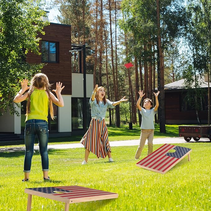 Solid Wood Cornhole Board Set, 4x2ft Regulation Cornhole Game Set with 8 Bean Bags and 2 Cornhole Boards, Premium Corn Hole Game for Adults and Family