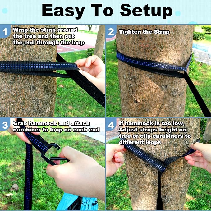 SZHLUX Camping Hammock Double & Single Portable Hammocks with 2 Tree Straps and Attached Carry Bag,Great for Outdoor,Indoor,Beach,Camping