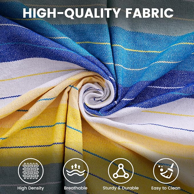 Lazy Daze Hammocks Cotton Fabric Double Hammock with 55" Spreader Bar, Portable Camping Hammock with Carrying Bag & Tree Straps for Patio, Backyard, Balcony, 450lbs Capacity, Blue & Yellow