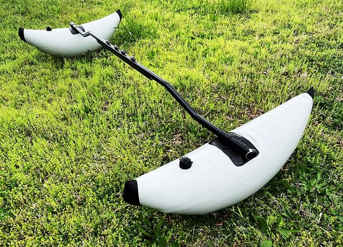 Pactrade Marine Boat Kayak Canoe Outrigger Stabilizer System PVC Inflatable Float Buoy Buoyant Fishing Grey Gray Tube Sidekick Arm Kit Breath Kayaking Rod Adjustable Accessories Repair Patches Outdoor