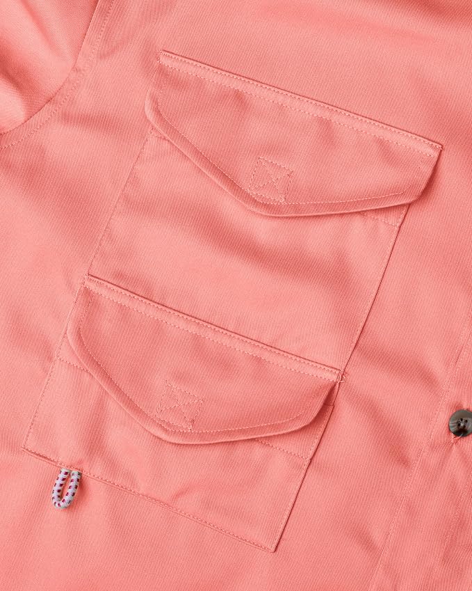 Alimens & Gentle Short Sleeve Fishing Shirt Wicking Fabric Sun Protection Casual Button Down Shirts