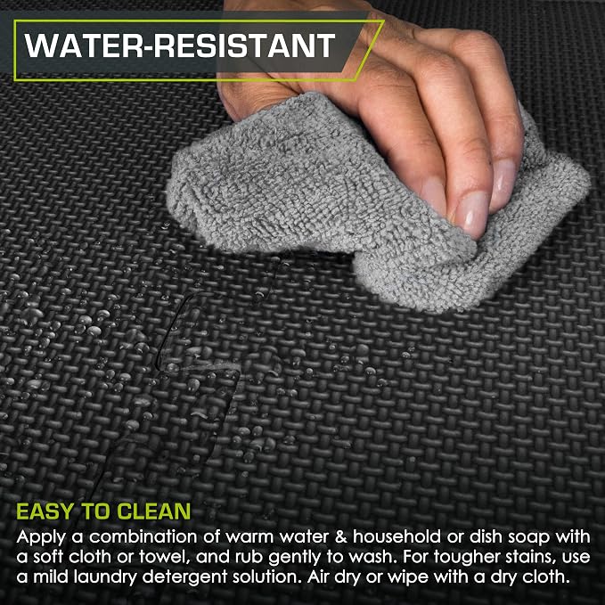 ProsourceFit Weaved Pattern Extra Thick Exercise Puzzle Mat 1-inch, EVA Foam Interlocking Tiles for Protective, Cushioned Flooring for Home and Gym Equipment; Black, 48 SQ FT, 12 Tiles