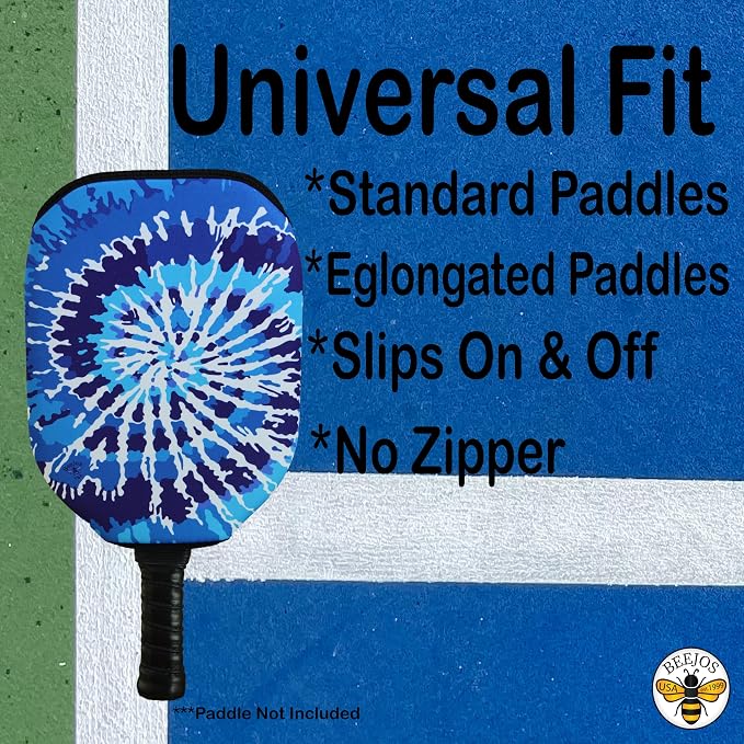 BeeJos Spirl Tie-Dye: Premium Slip-On Pickleball Paddle Cover-Fits Standard Size Paddles-Zipperless (Paddle not Included) Handmade in USA