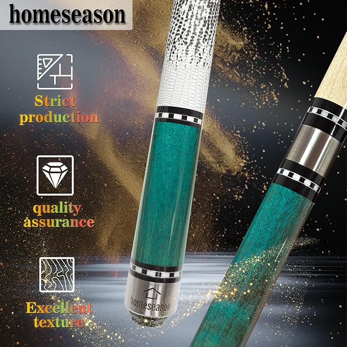HomeSeason 58in Pool Cue Stick Canadian Maple Wood 13mm Tip - 18oz Perfect for Precision Play, Low Deflection Pool Cue for Enhanced Accuracy