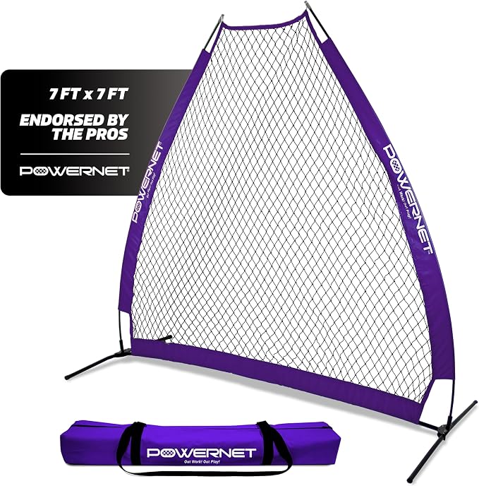 PowerNet Baseball Training Equipment Baseball Net, Portable Softball Batting Practice Pitching Screen, 7-FT I-Screen or A-Frame Pitching Net