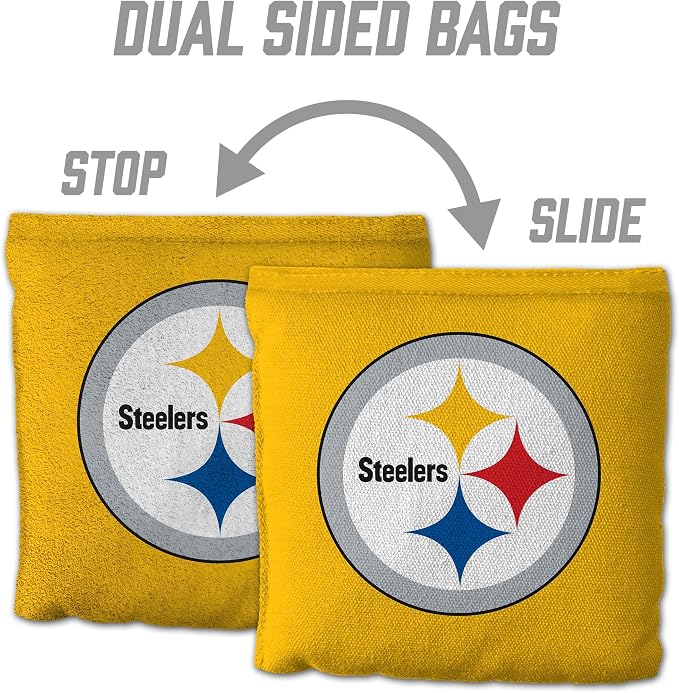 YouTheFan Officially-licensed NFL Set of 8 Cornhole Bags - All Weather Dual Sided Slide & Stop - regulation size