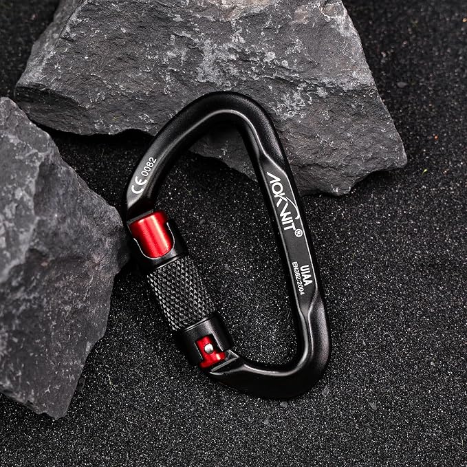 30KN Auto Locking Carabiner Clip Twist Lock UIAA Certified Large Climbing Carabiner Heavy Duty Carabiner for Rock Tree Climbing Rappelling Mountaineering Caving Rescue Arborist Aerial Yoga