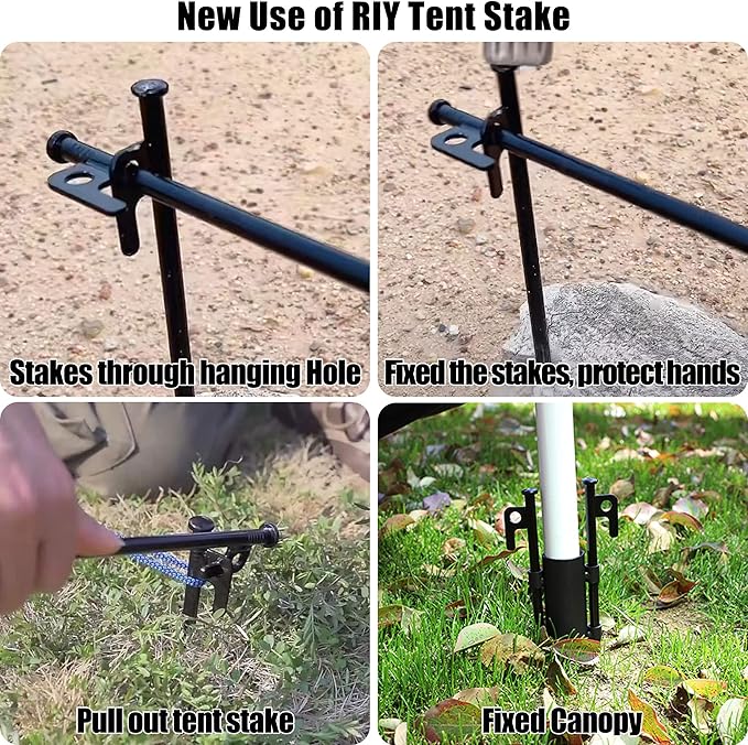 12 Pack Tent Stakes Heavy Duty Metal Tent Pegs for Camping Steel Tent Stakes 12 inch Unbreakable and Inflexible