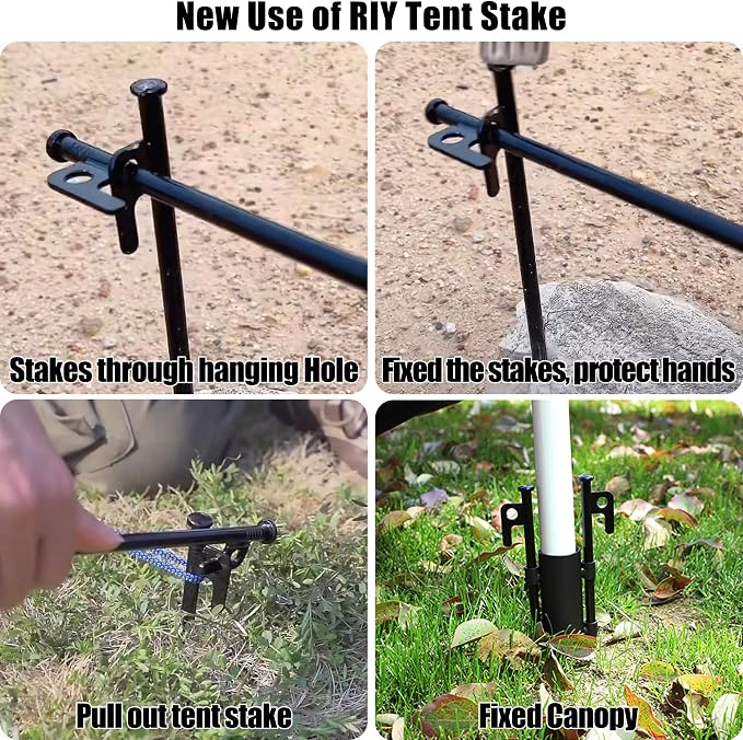 8 Pack Tent Stakes Heavy Duty Metal Tent Pegs for Camping Steel Tent Stakes 12 inch Unbreakable and Inflexible