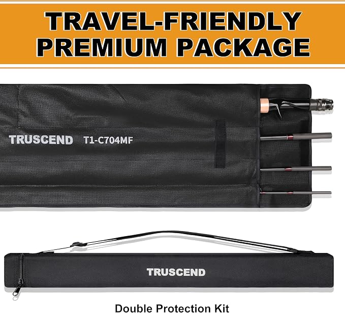 TRUSCEND Craz Easy Control Baitcasting Fishing Rods, 1-Piece Performance Multi-Piece Travel Rod, High Strength & Sensitive Backbone, Tough Fishing Rod with Toray Carbon, Fuji A Ring & K Guide