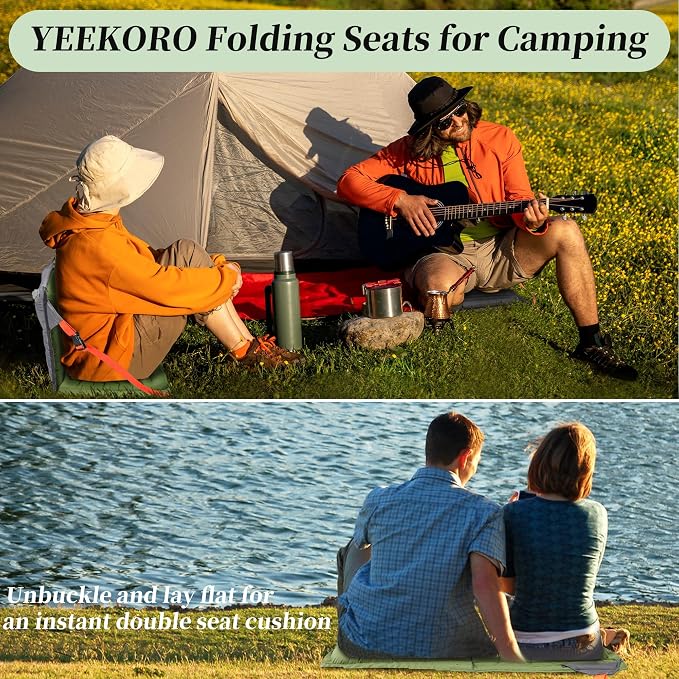Inflatable Folding Seats, Portable Chairs with Back Support, Foldable and Lightweight Seat for Camping/Sporting Events,Stadium Seats with Storage Bag Lounge Chair