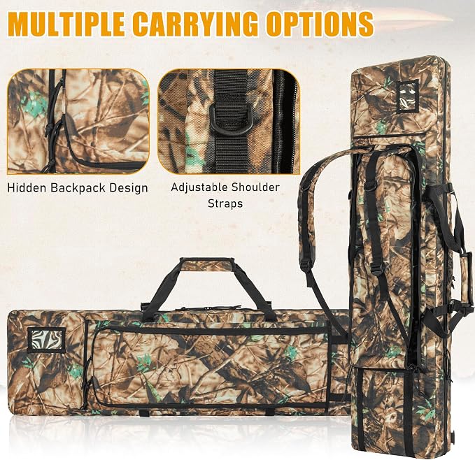 28" 32" 36" 42" 46" 48" 51" 55" Soft Double Rifle Bag, Portable Long Rifle Bag for Outdoor Hunting Shooting, Gun Case Storage & Transportation, with Multiple Colors