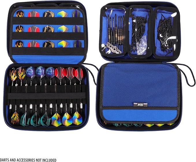 USA Gear XL Semi Hard Shell Dart Case - Protective Case for 15 Piece Dart Set, Tips, Flights and Shafts, and more Accessories - Locking Foam Design for Soft and Steel Tips - Storage Only