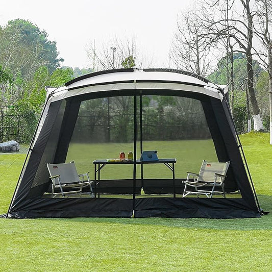 GREGIN Screen House Room 11x11 Ft Mesh Net Tent Canopy Shelter Gazebo, Easy Setup & Waterproof & Sunshade, Suitable for Camping Trip, Backyard, Beach, Picnic