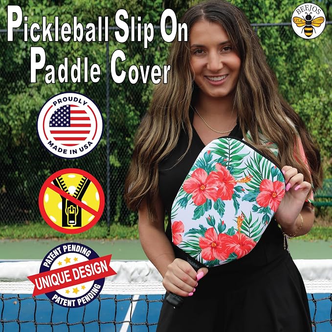 BeeJos Hawaiian Collection: Premium Slip-On Pickleball Paddle Cover-Fits Standard Size Paddles-Zipperless (Paddle not Included)