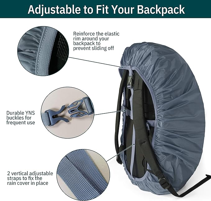 Unigear Backpack Rain Cover Waterproof Rating 5000mm Ultraportable and Durable with 2 Anti-Slip Buckle Strap, Integrated Carry Pouch Design (Gray, X-Large)