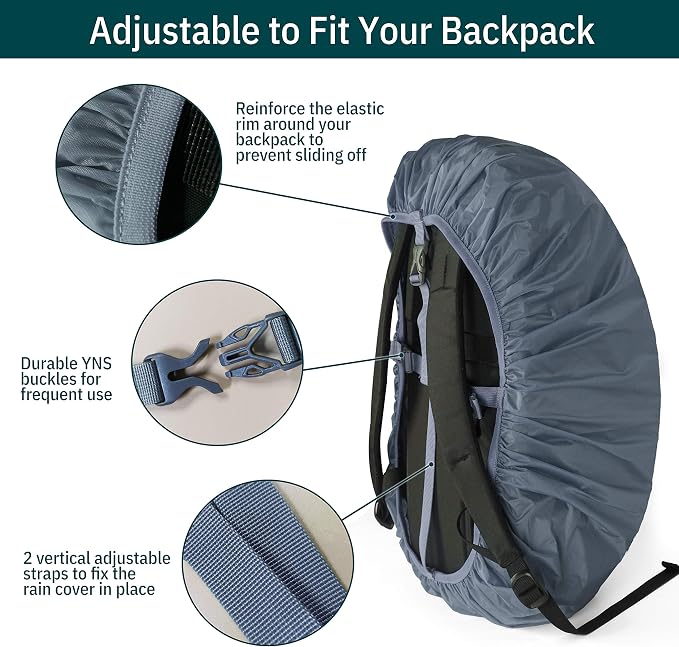 Unigear Backpack Rain Cover Waterproof Rating 5000mm Ultraportable and Durable with 2 Anti-Slip Buckle Strap, Integrated Carry Pouch Design (Gray, XX-Large)