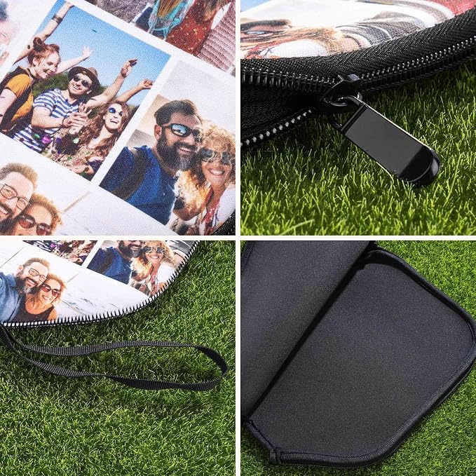Getname Necklace Personalized Pickleball Paddle Cover with Custom Photo Collage and Text - Protective Pickleball Paddle Case with Zipper for Pickleball Racket for Husband Dad Grandpa Men Gifts