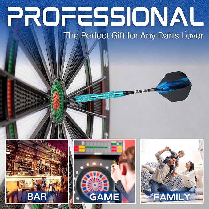 Soft Tip Darts Set with Gift Box Dart Case Professional Darts Plastic Tip with 100 Dart Tips 12 Shafts 24 Flights Tool Kit Flight Protectors for Electronic Dart Board