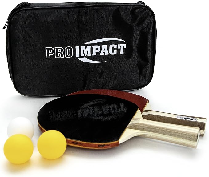Ping Pong Set – 2 Professional Wooden Paddles, 3 Table Tennis Balls & Carry Case – Indoor/Outdoor Racket Kit for Beginner & Intermediate Players, Kids & Adults