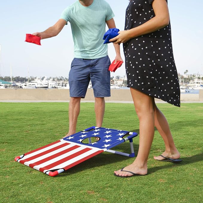 GoSports Portable Cornhole Set with Carry Case - Outdoor Lawn Bean Bag Toss Game for Adults and Family - Beach, Camping, Yard Games & More